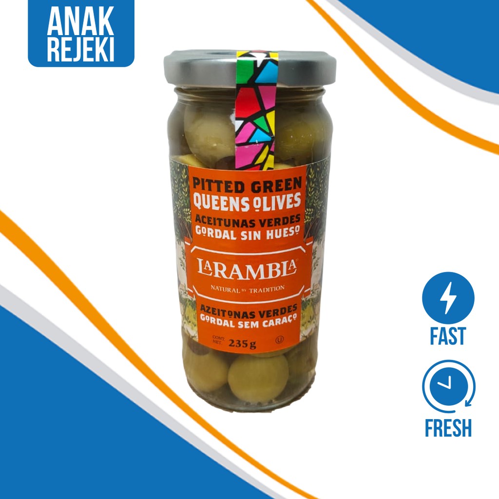 

La Rambla Pitted Green Queen Olives 235g - Buah Zaitun Olive Hijau