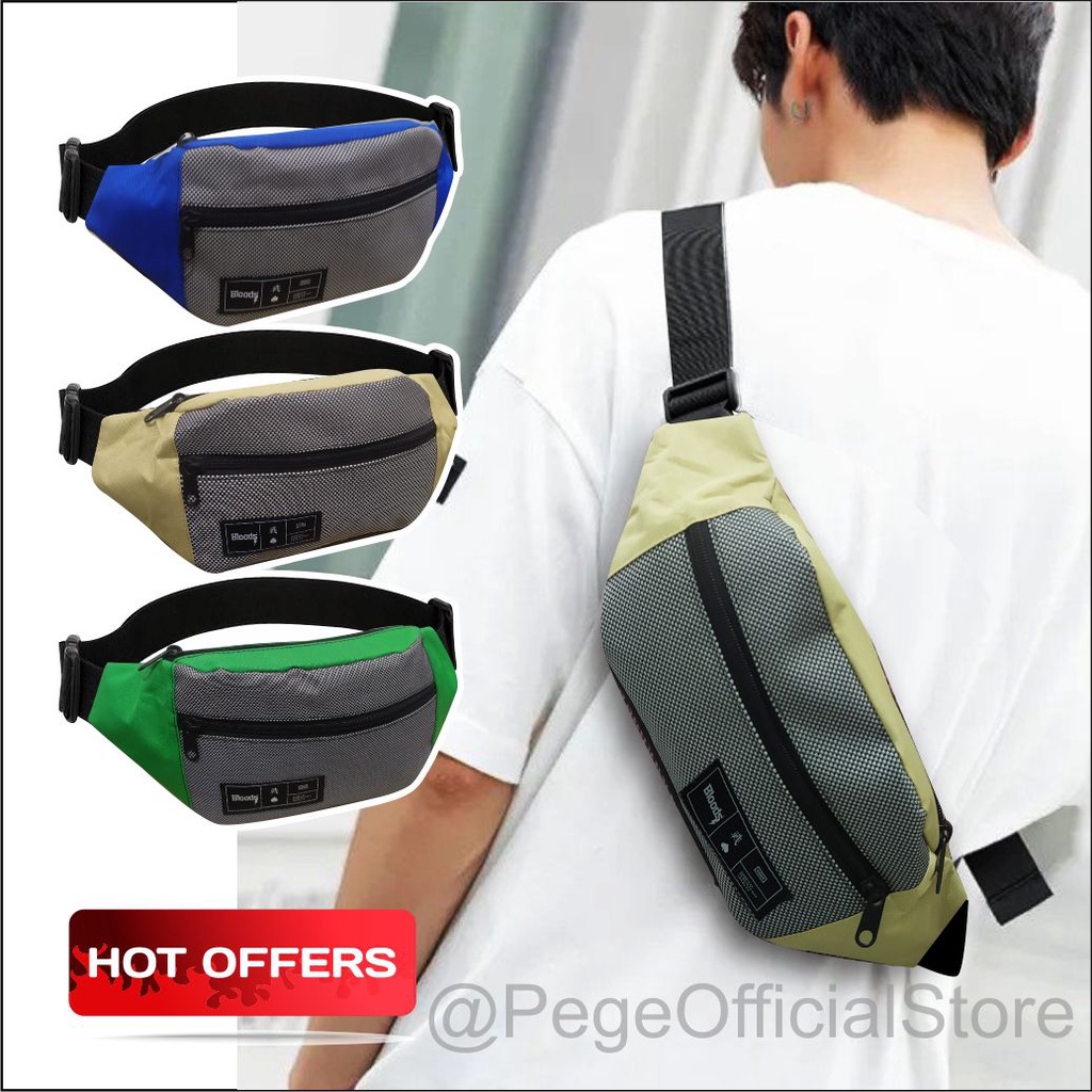 Tas Selempang Pege Waistbag Pria Kasual Model Tas Pinggang Kombinasi - PG - 8818