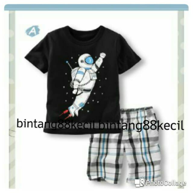 Setelan anak motif astronot import