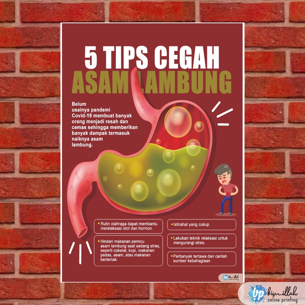 Jual Poster Kesehatan 5 Tips Mencegah Asam Lambung Indonesiashopee