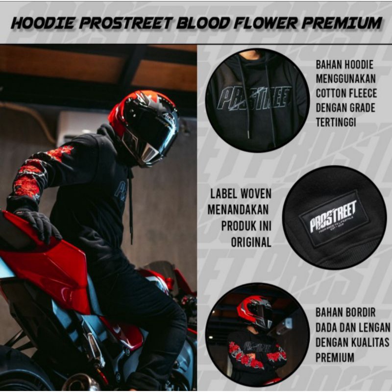 HOODIE PROSTREET BLOOD FLOWER PREMIUM NEW