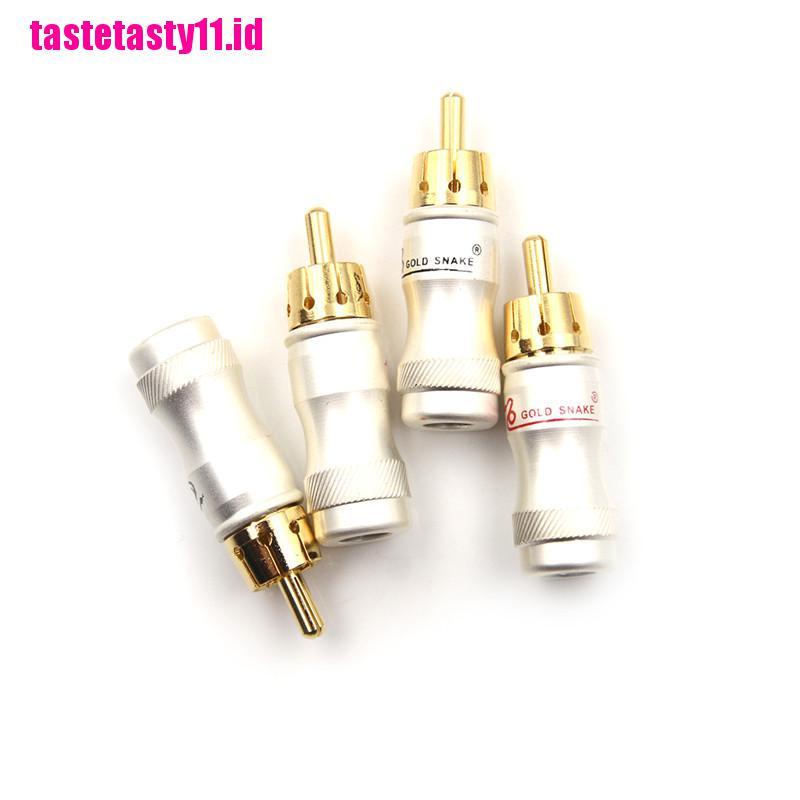 【TTID】4pcs Goldplated RCA Male Plug HIFI Audio Cable Audio Video Connector Adap