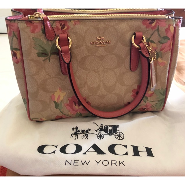 tas coach mini sage floral carryall, ada tali panjang, used once, tanpa kikis, masih mulus banget
