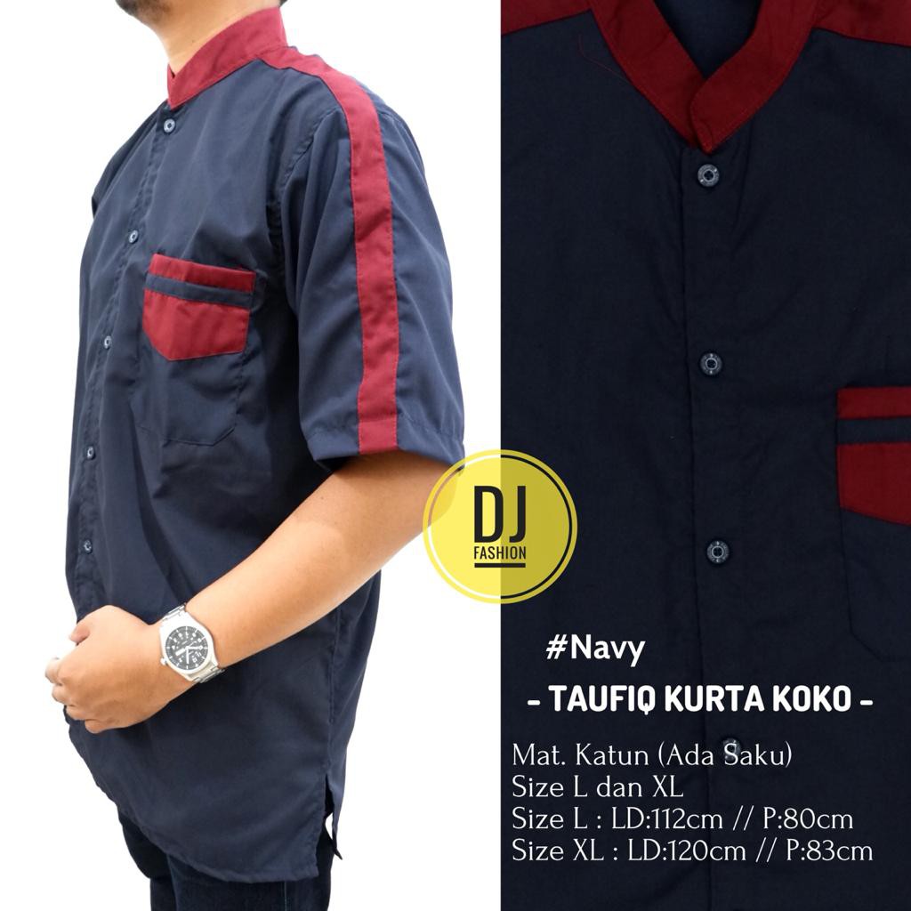 baju koko terbaru kancing depan TAUFIQ KURTA KOKO dewasa