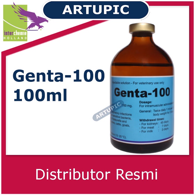 Genta-100 100ml Obat Infeksi Pernafasan Pencernaan Saluran Urin Ternak Hewan Sapi Kambing Domba