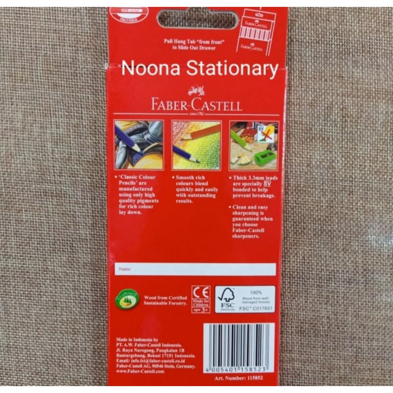Faber Castell Classic Pensil Warna 12 Panjang / Classic Colour Pencils 12 Long.-2