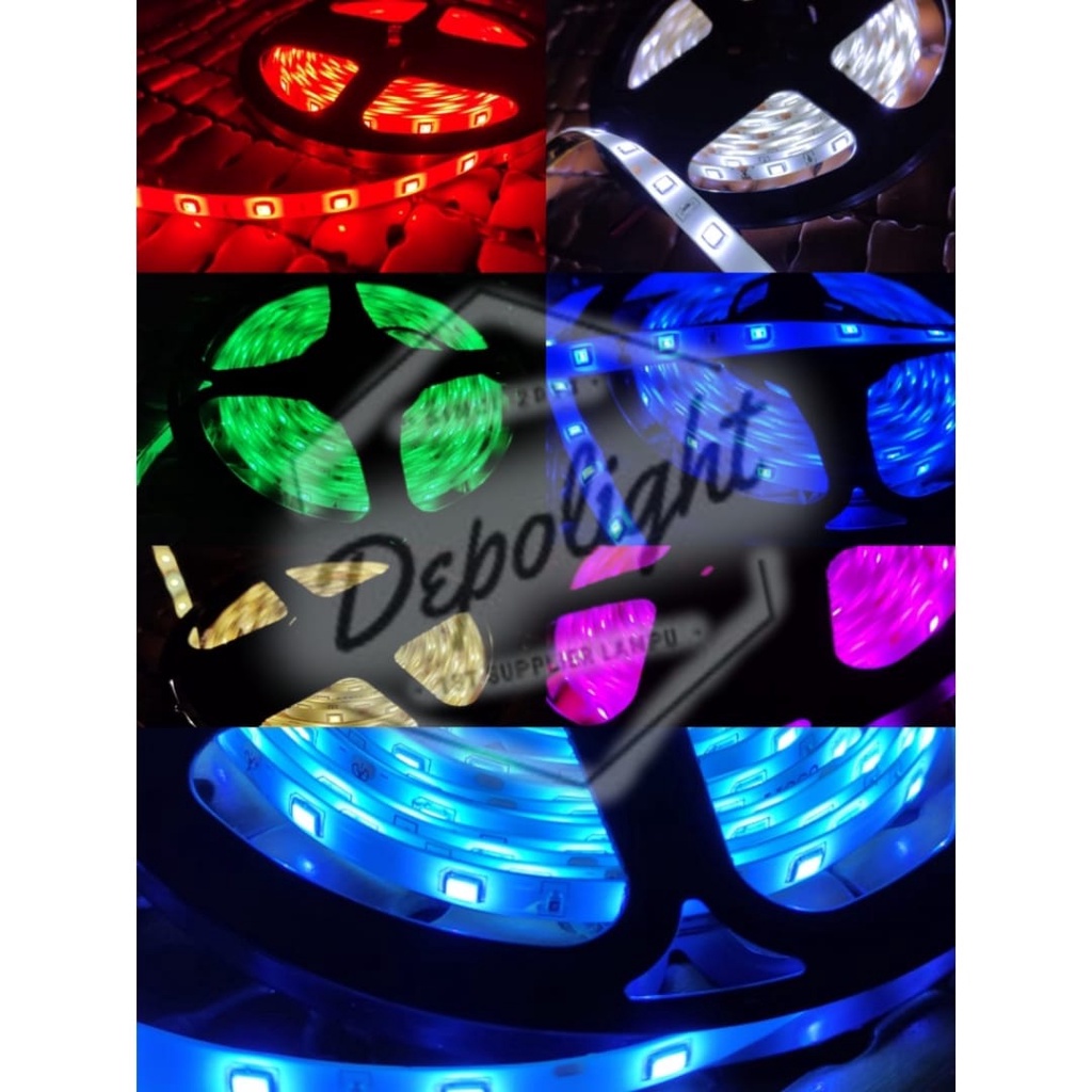 Lampu LED Strip 1 Warna DC 12v 5 meter WATERPROOF IP 65 / Lampu Plafon Etalase