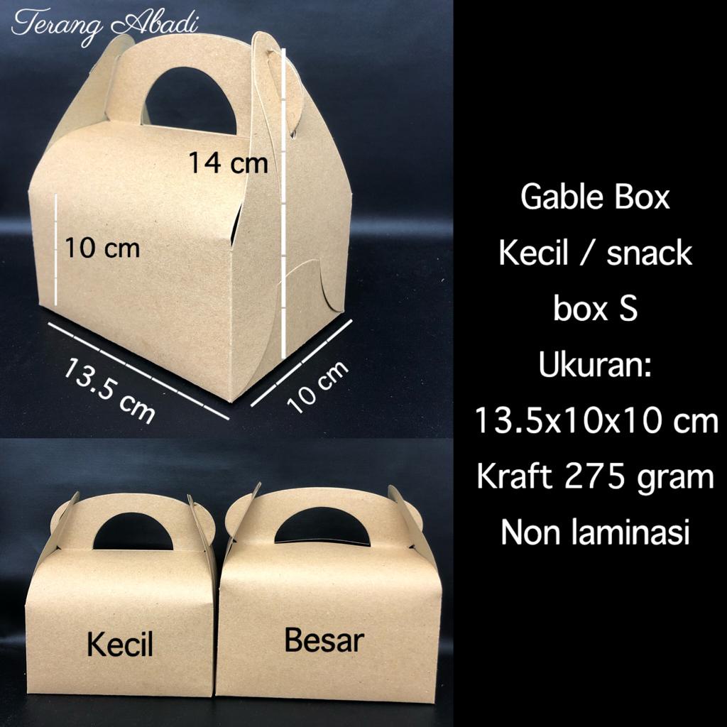 Gable Box S 13.5x10x10 cm/ M 16x9x11 cm/ box toples/ dus / box jinjing/ box tenteng/ kotak souvenir/ box hampers/ tas kraft / box fried chicken box croffle dus croissant