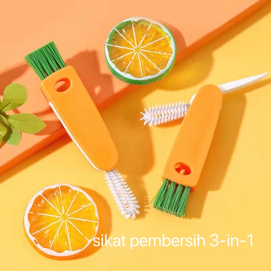 Sikat Pembersih Botol  Pembersih Dot Sela-sela Kecil 3 in 1 terbaik hingga ke sela sela yang sulit dijangkau