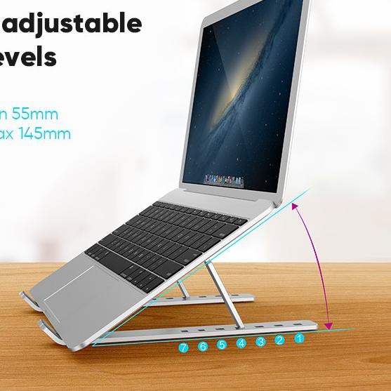 Pasti Laris iLife LAPTOP Stand Holder Aluminium Adjustable Portable Holder Untuk Macbook iPad Pentab