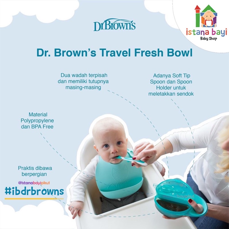 Dr.Brown’s Travel Fresh Bowl and Snap In Spoon - Mangkok makan bayi TF010