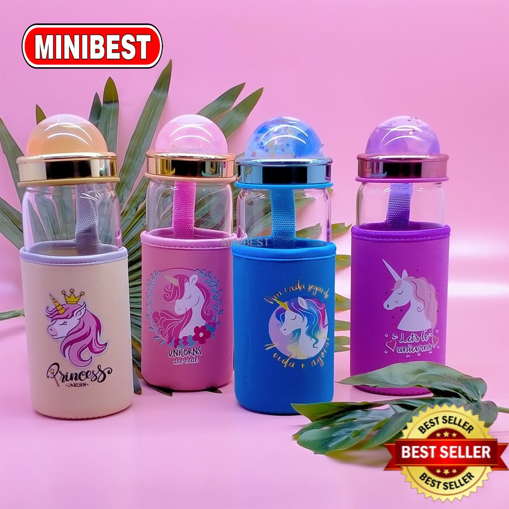 Botol Minum Kaca Anti Pecah Motif Unicorn Lucu Untuk Anak/pelajar