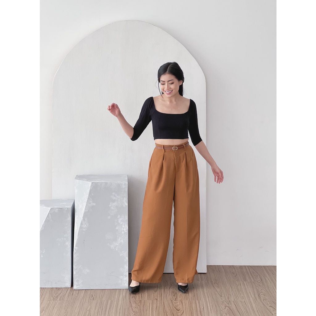 Hanna Pants Casual Celana Kekinian Formal Bawahan Panjang Bahan Premium Fashion Wanita-3