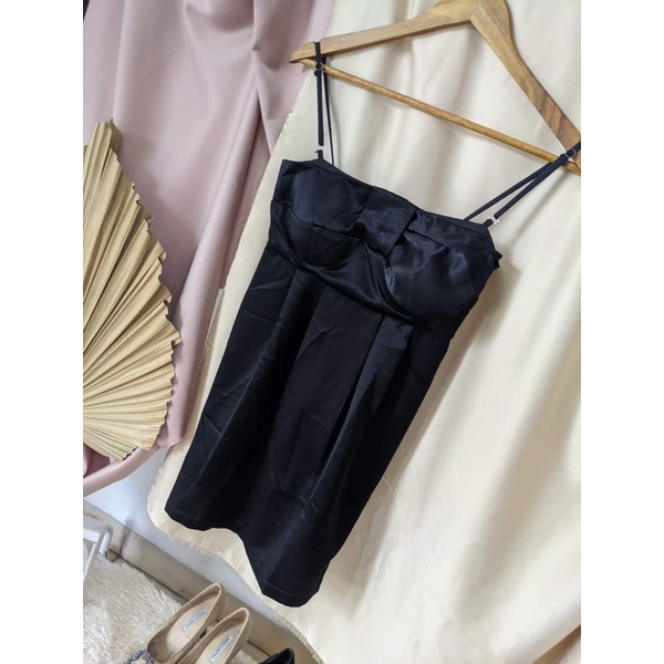 BOW TANKTOP MINI DRESS SATIN WITH CUP