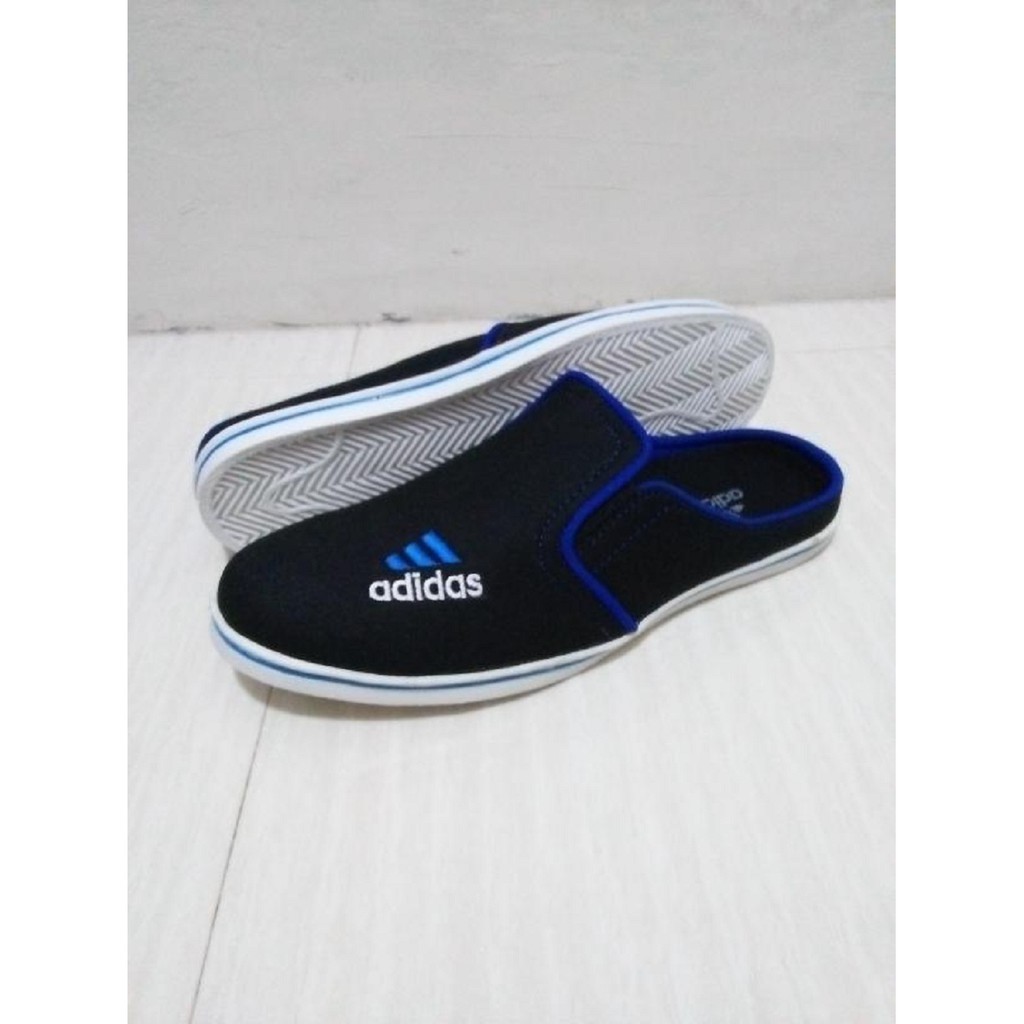 Sandal Slop Adidas Hitam / Sepatu Slop Pria Santai Kerja Sekolah