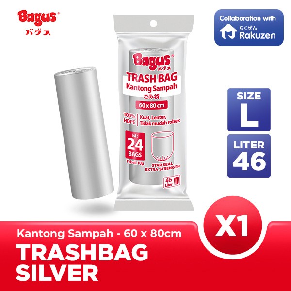 Kantong Plastik Sampah Bagus Trash Bag Roll Ukuran L 60x80 cm isi 24