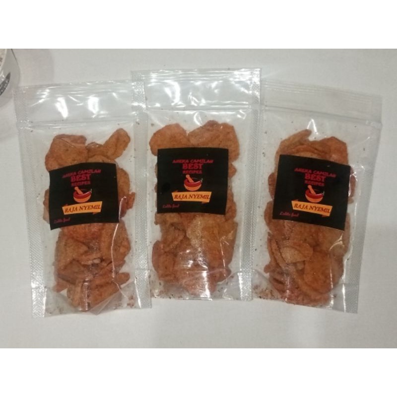 

Basreng pipih bulat pedas daun jeruk/extra pedas