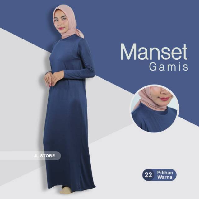 Manset Gamis wanita polos lengan panjang