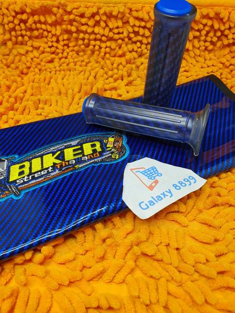 Kulit Jok Karbon Biru + Handgrip Karbon Kitaco Universal