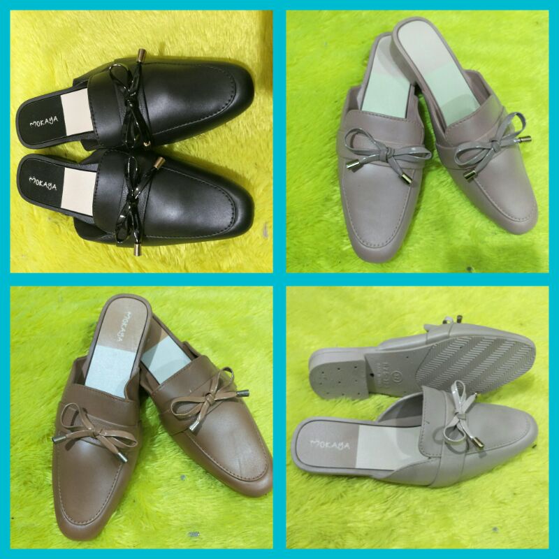 sandal flat wanita Mokaya - sepatu slip on karet cewek murah