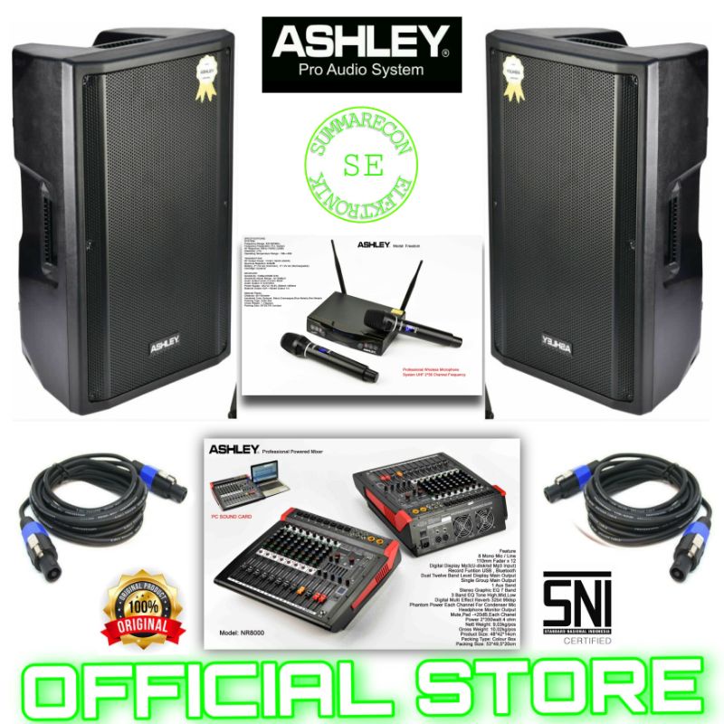 paket karaoke sound system original ashley mic speaker mixer bluetooth usb mp3