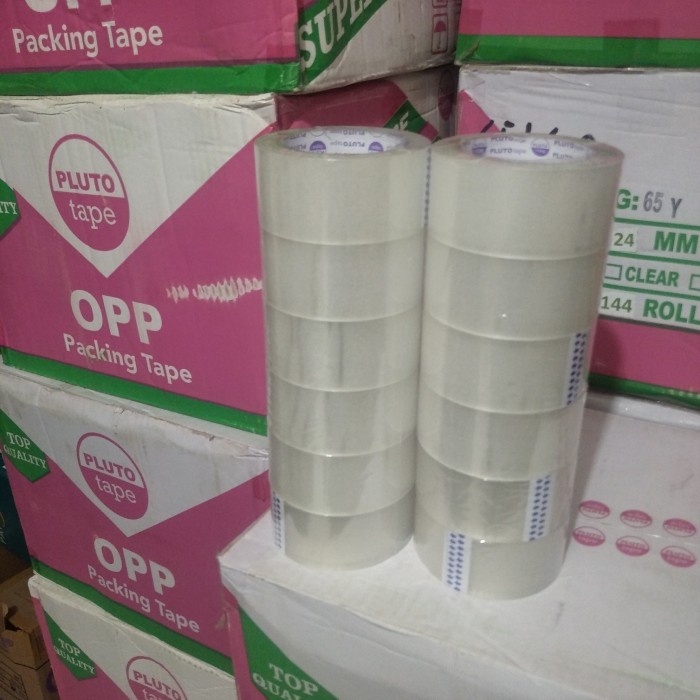 

KARTONAN LAKBAN PLUTO OPP TAPE BENING UKURAN 45 X 90 YARD BC ISI 72 PCS