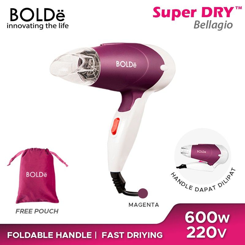 BOLDE Hair Dryer SUPER DRY BELLAGIO 600 WATT  [GARANSI RESMI] Best Quality