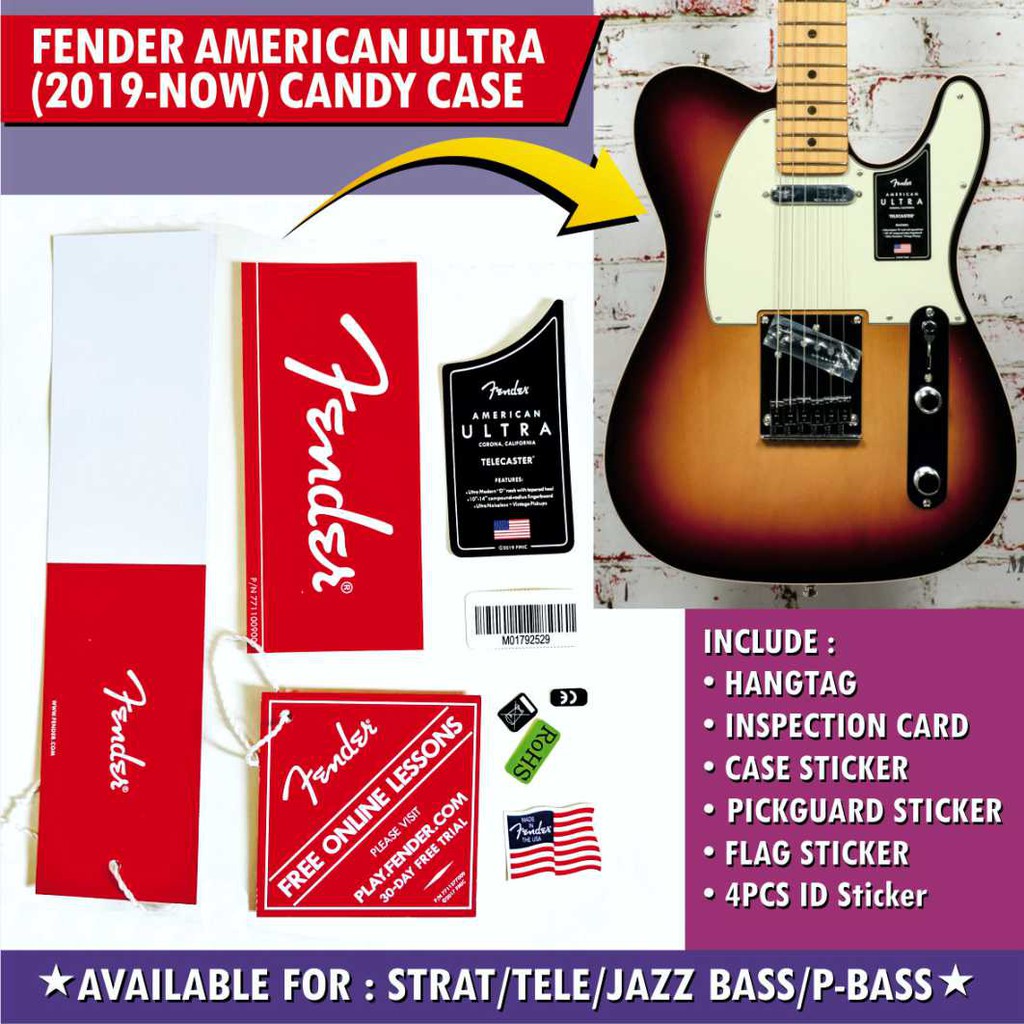 Fender American Ultra Guitar and Bass Candy Case Hangtag Set Plus Sticker Set