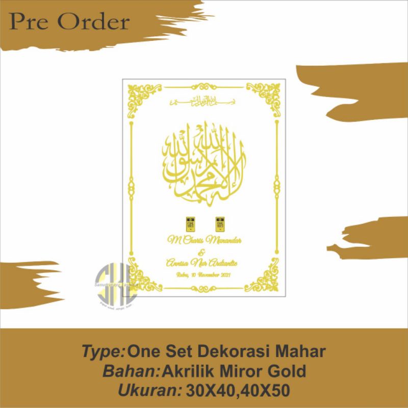 One Set Dekorasi Mahar (Akrilik Miror Gold)