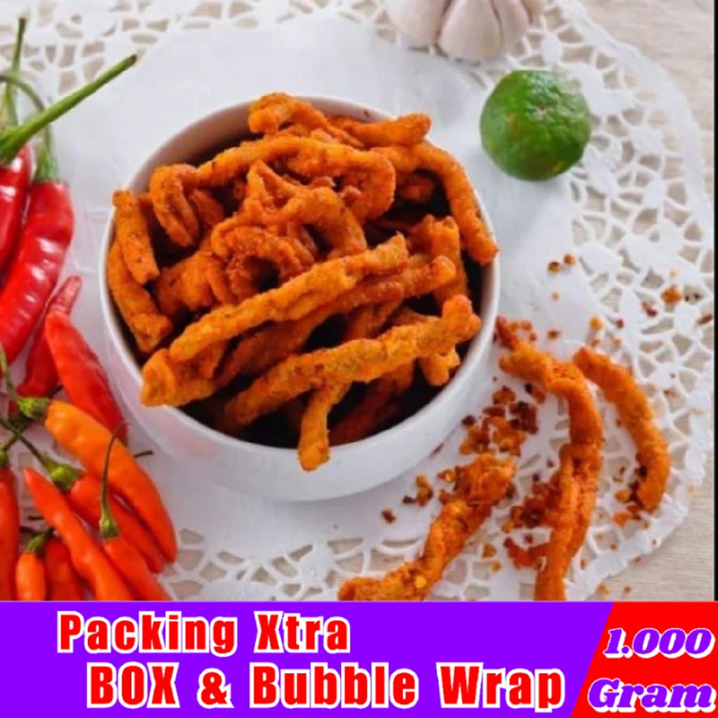 

[1Kg] Kripik Usus Crispy Balado / Keripik Usus Original - Cemilan Ribhun snack kiloan jajanan murah - Hufaida Snack snack kiloan