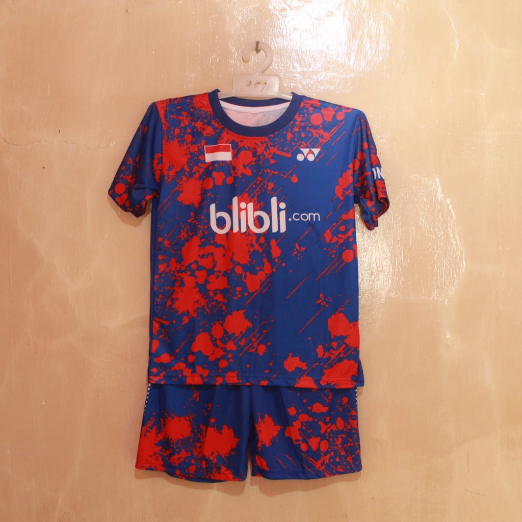 stelan baju kaos volli baju futsal stelan badminton anak size 9-12thn