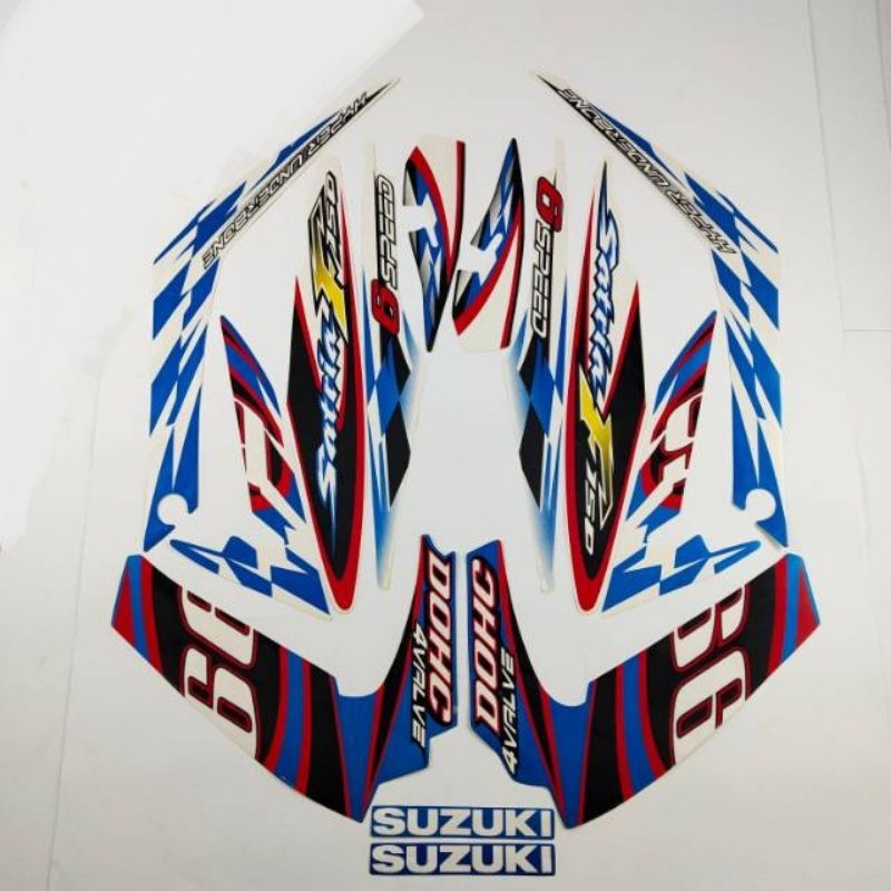 striping lis stiker standar ori satria Fu biru putih 2012 stiker ori satria fu 2012