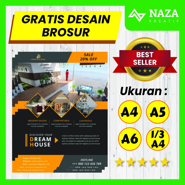 

Cetak Brosur Gratis Desain, Leaflet / Pamflet / Flyer, Uk. A4, A5, A6, 1/3 A4.