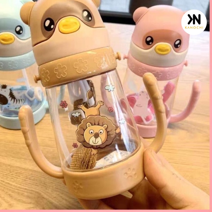 Botol Kartun botol jerami anak Karakter rabbit Bear Tutup Clip