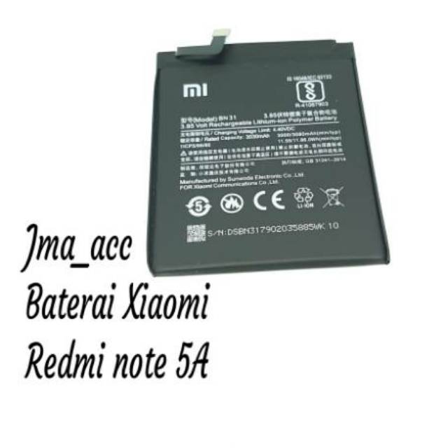Baterai Xiaomi Redmi note 5A Mi5X MiA1 BN31 ORI OEM