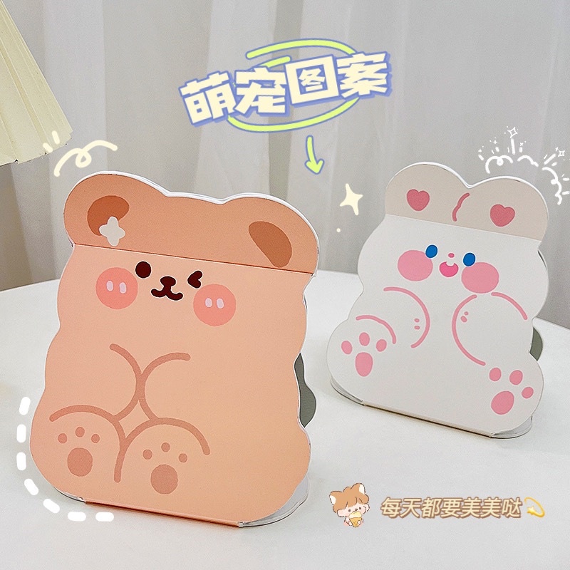 LIMITED EDITION - Cermin Kaca Rias Lipat Folding Mirror Portable Motif Bear