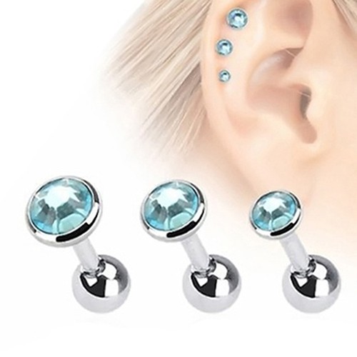 3 Pcs Anting-anting Tindik Fashion Untuk Tulang Rawan Tragus Daun Telinga Bahan Berlian Buatan