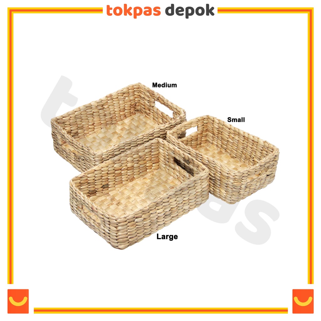 Keranjang Anyaman Eceng Gondok / Storage Box / Tempat Penyimpanan Anyaman Eceng Gondok Serbaguna KJ-