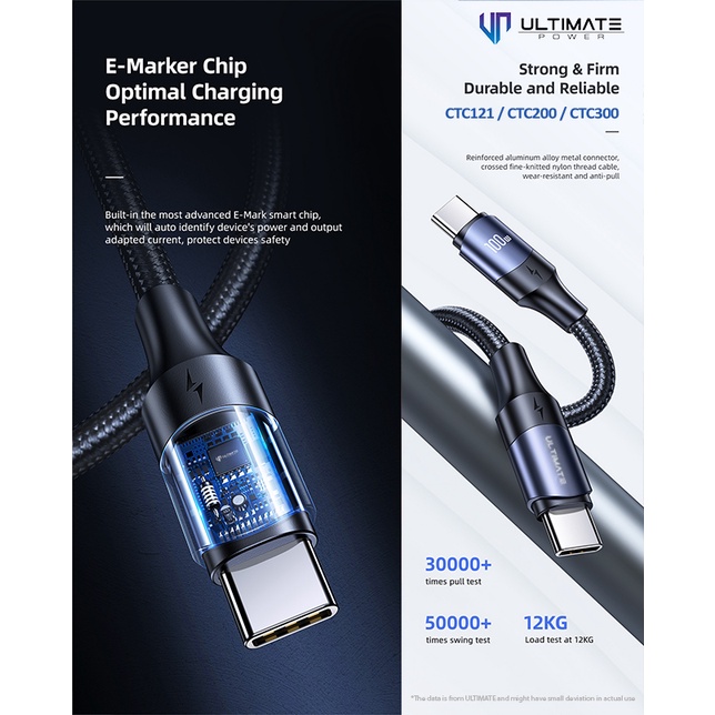 Ultimate Data Cable PD 100W Type-C to Type C USB-C Super Fast Charging