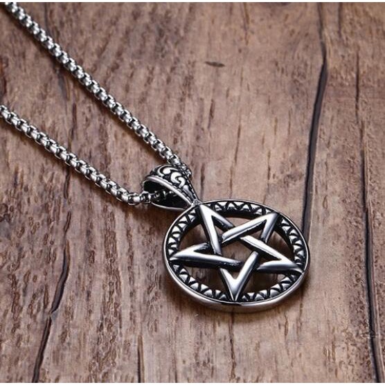 Punk style titanium steel casting personality Pentagram male pendant fashion stainless steel necklace jewelry