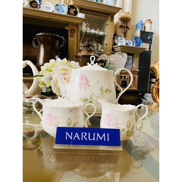 Tea Pot Creamer Sugar Narumi April Rose Mewah Cantik