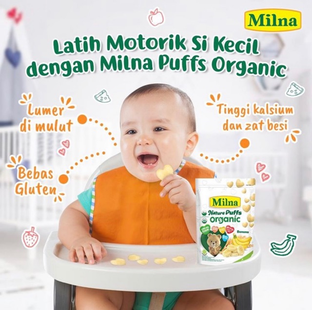 MILNA Nature Puff Organic 15gr (ada 3 varian) / Milna Puffs Organic Biskuit Bayi