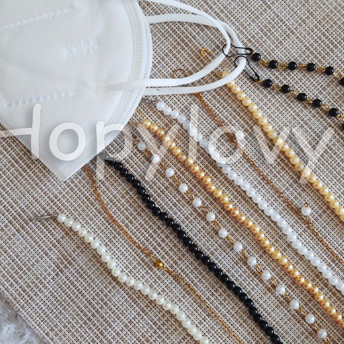 Strap masker korea / kalung masker mutiara / masker chain rantai mutiara/ gantungan strap mask HL