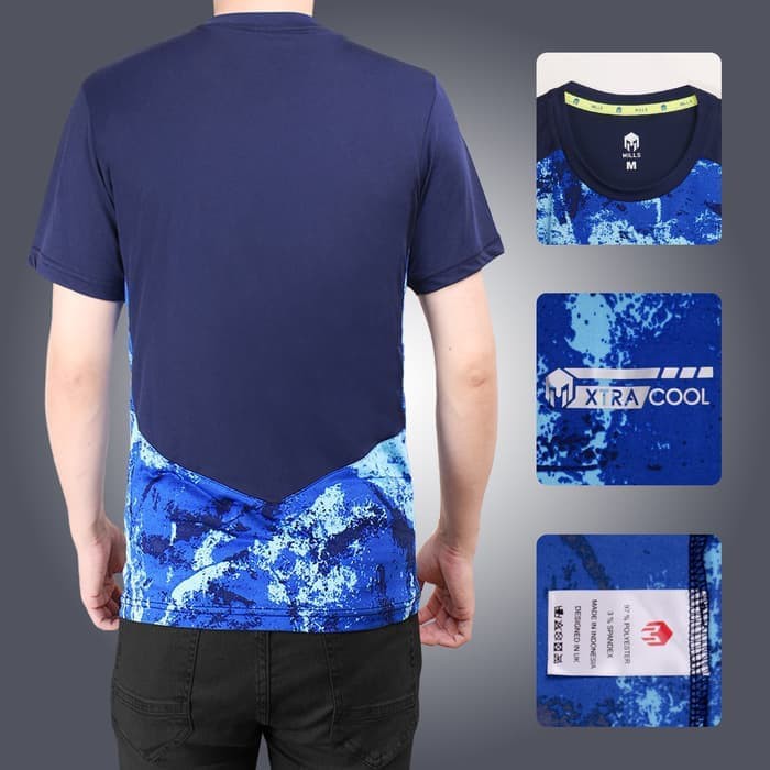 KAOS / BAJU SPORT / RUNNING MILLS STROM RUNNING TEE SHIRT - ROYAL NAVY