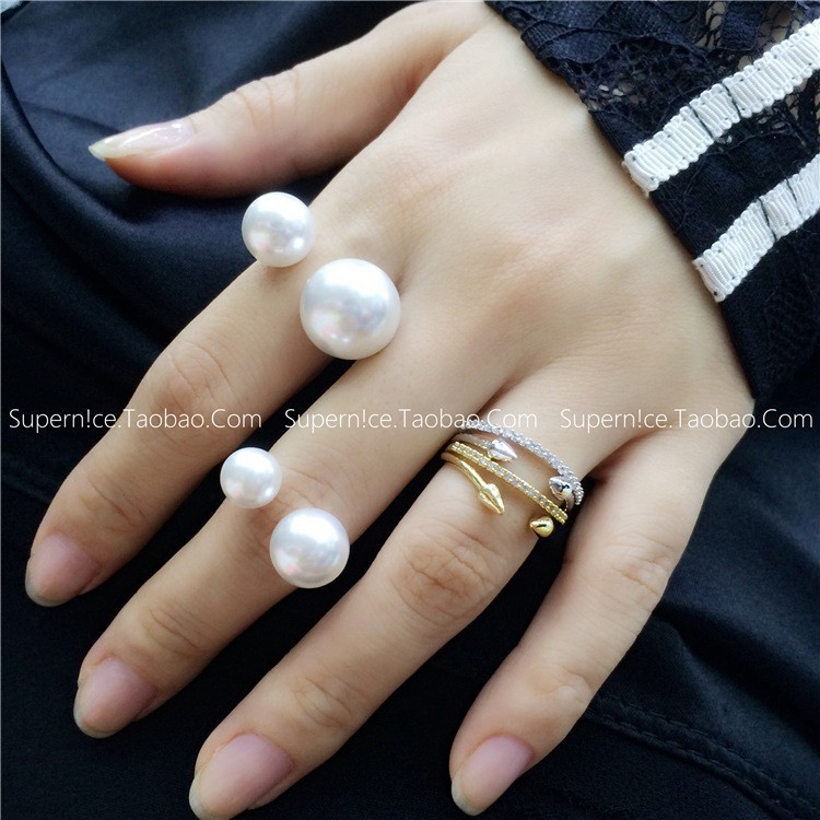 Cincin Temperamen mutiara Korea fashion liar membuka perhiasan ring