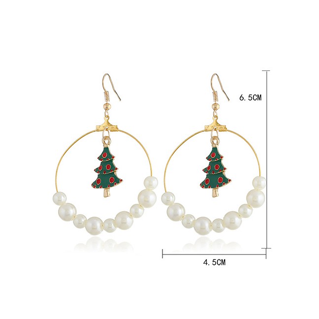 LRC Anting Gantung Fashion Color Snowman Elk Earrings D22060