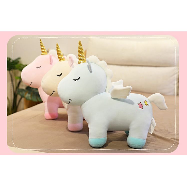 Boneka Unicorn Bahan Plush Tanduk Gold