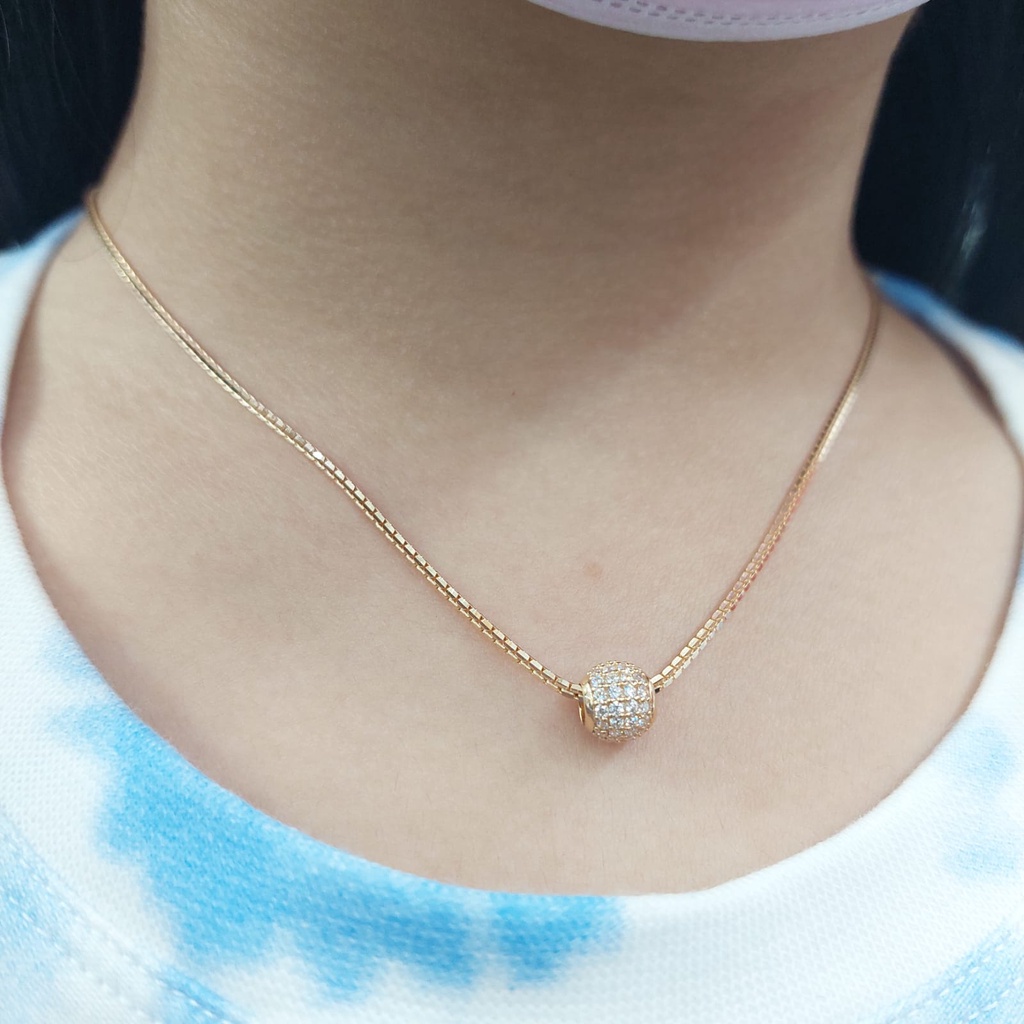 liontin bola permata cantik emas asli manis lucu simple