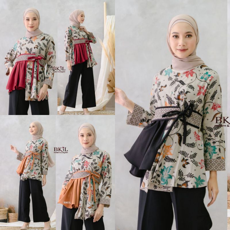 Tey-17 Batik Wanita Asj Sa Hrb026 Kenongo Kemeja Tosca Pendek