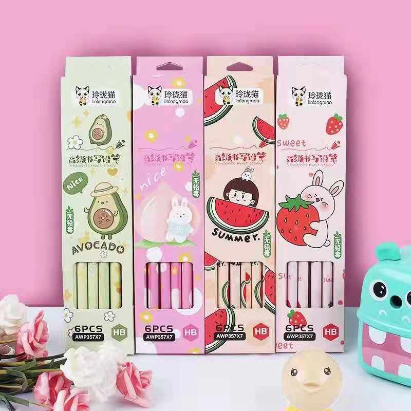 

pensil motif buah lucu isi 6 pcs alpukat, strawberry,peach dan semangka